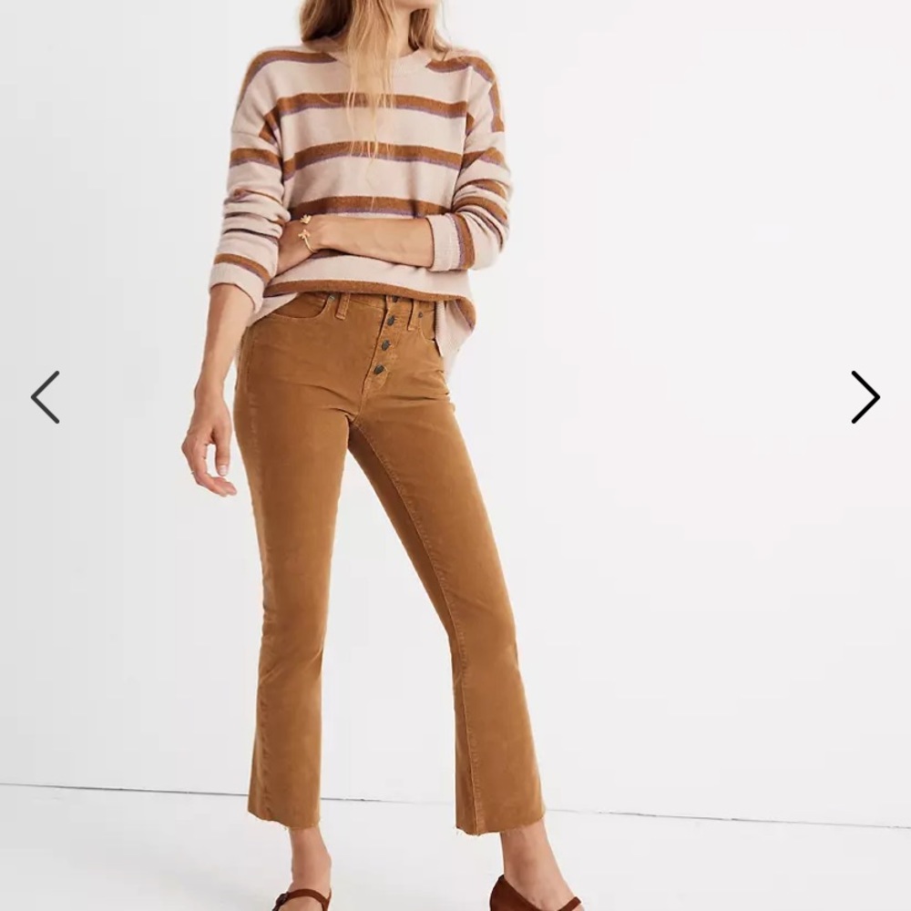 Madewell Cali demi boot jeans corduroy edition button front